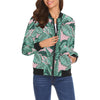 Load image into Gallery viewer, Palm Leaves Floral Tropical Hawaiian Pattern Print Women Casual Bomber Jacket-grizzshop
