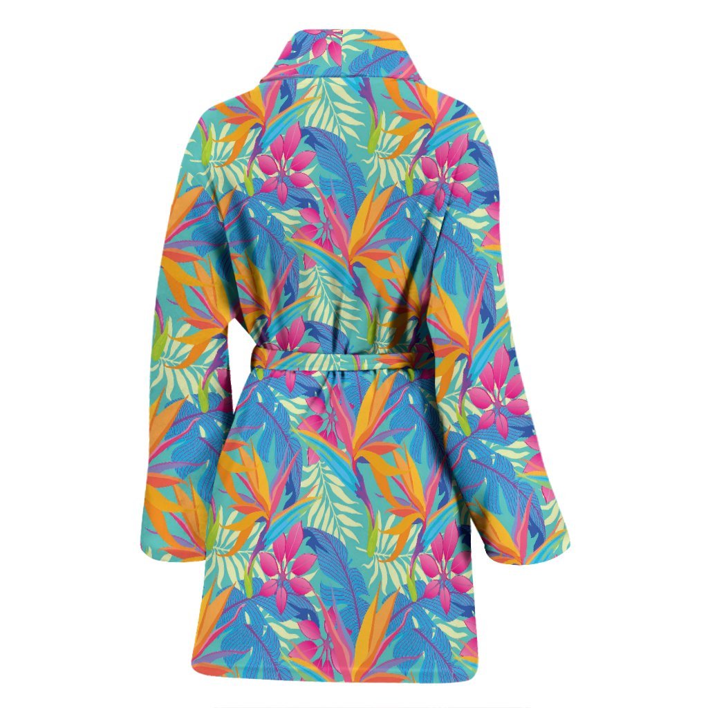 Palm Leaves Floral Tropical Hawaiian Pattern Print Women Long Robe-grizzshop