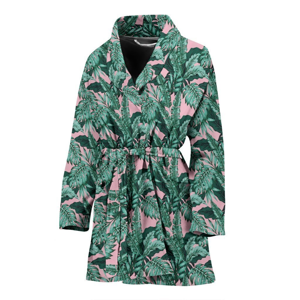 Palm Leaves Floral Tropical Hawaiian Pattern Print Women Long Robe-grizzshop