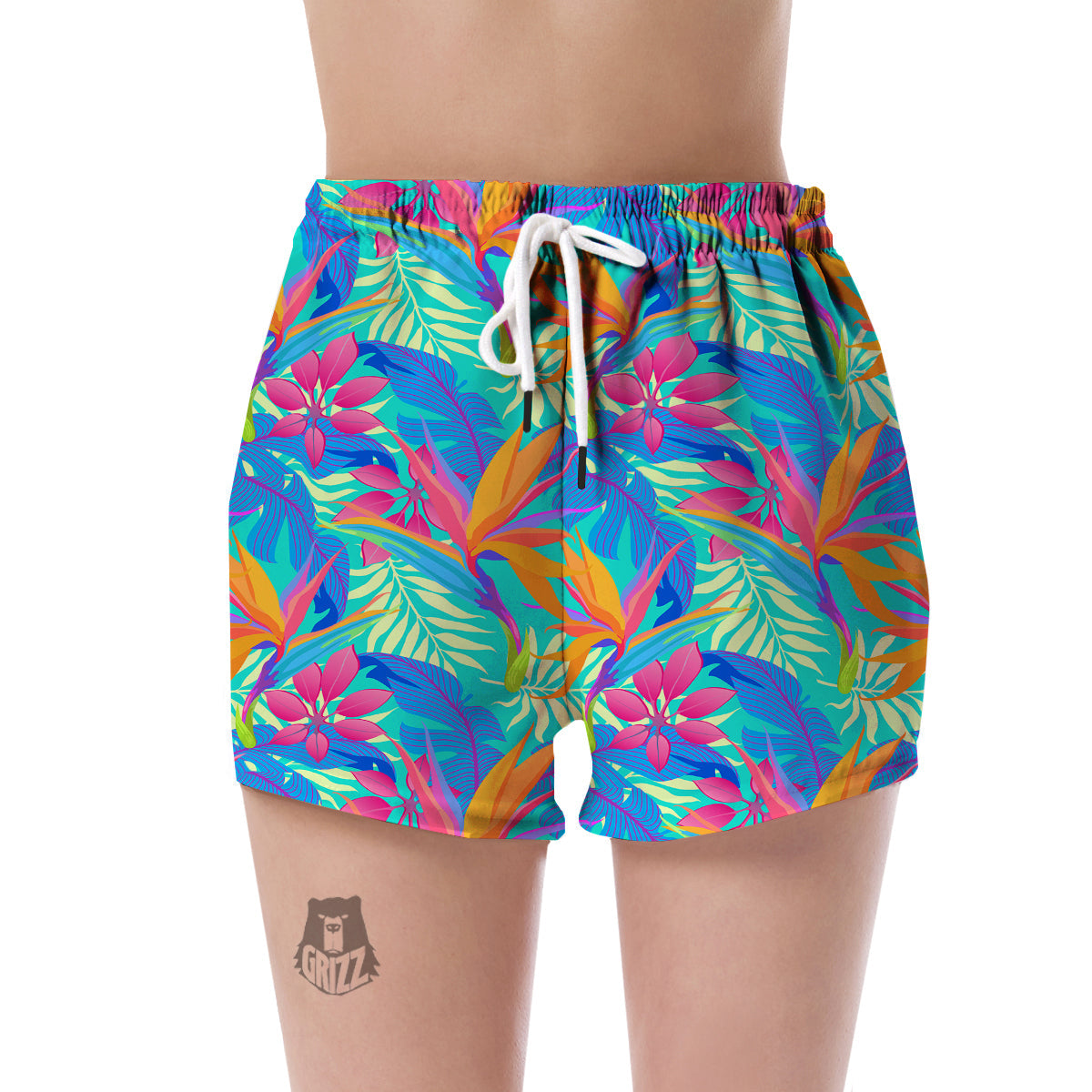 Palm Leaves Floral Tropical Hawaiian Pattern Print Women's Shorts-grizzshop