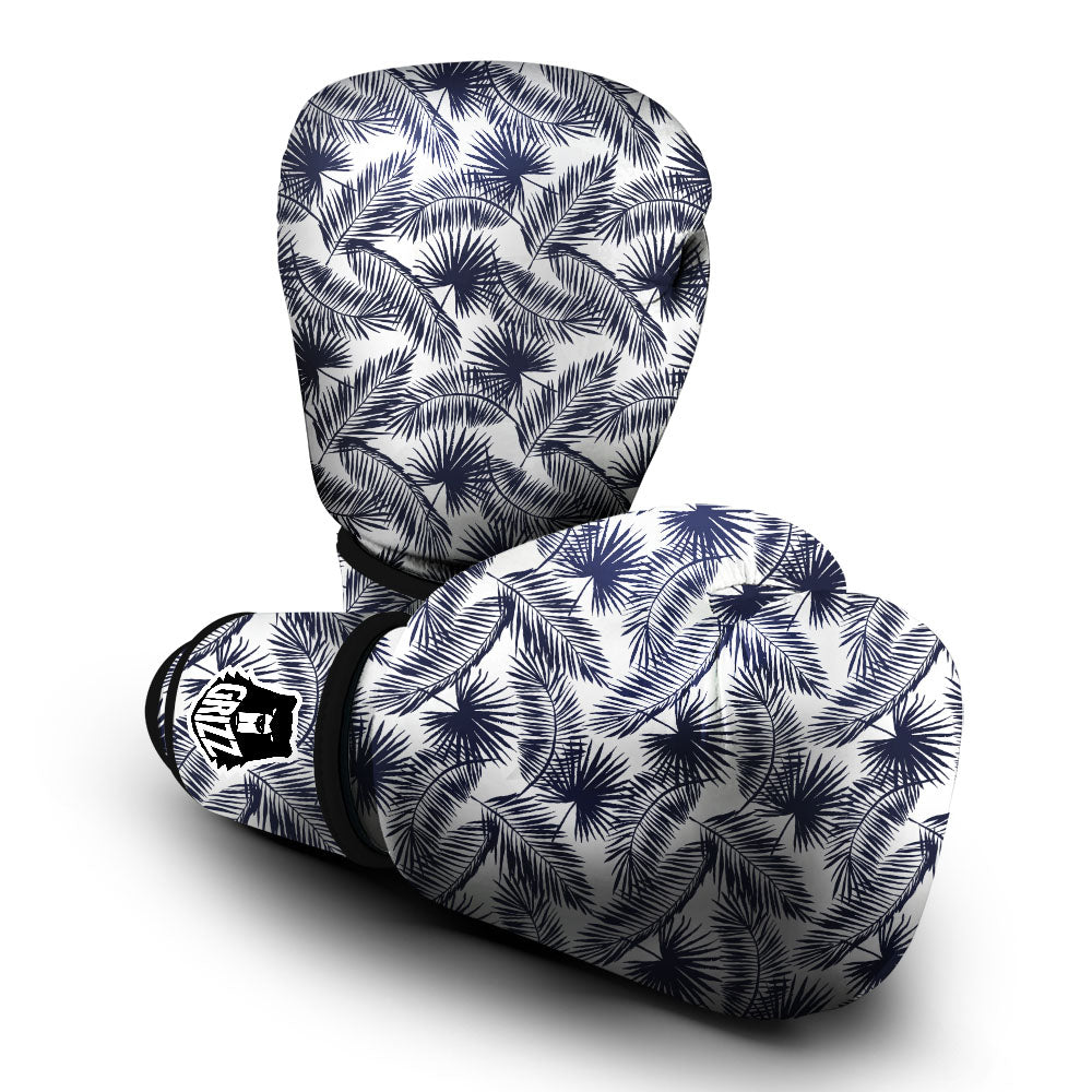 Palm Leaves White And Black Print Boxing Gloves-grizzshop