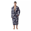 Palm Leaves White And Black Print Men's Robe-grizzshop