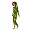 Palm Leaves Yellow Hawaiian Print Pattern Women's Pajamas-grizzshop