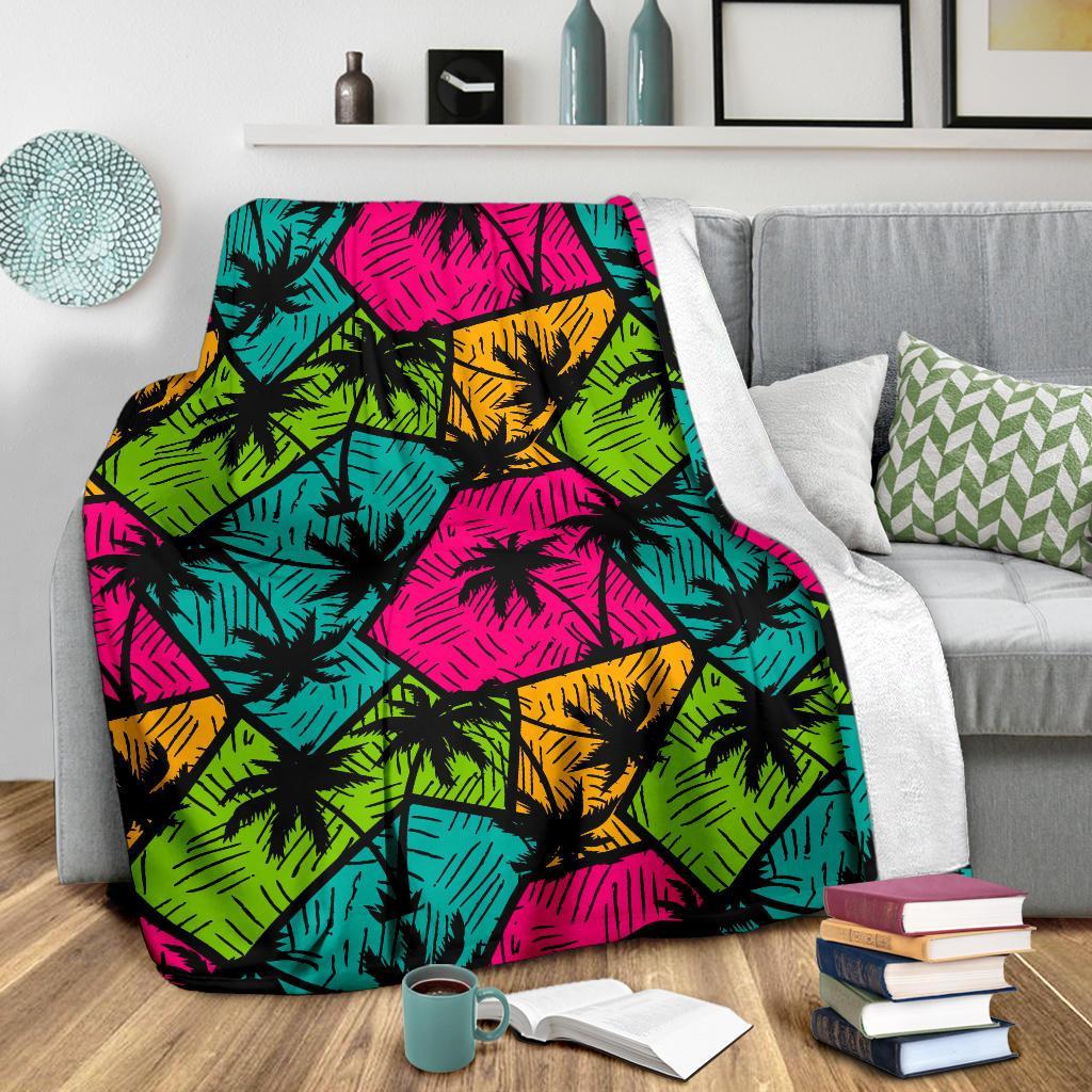 Palm Tree Beach Pattern Print Blanket-grizzshop