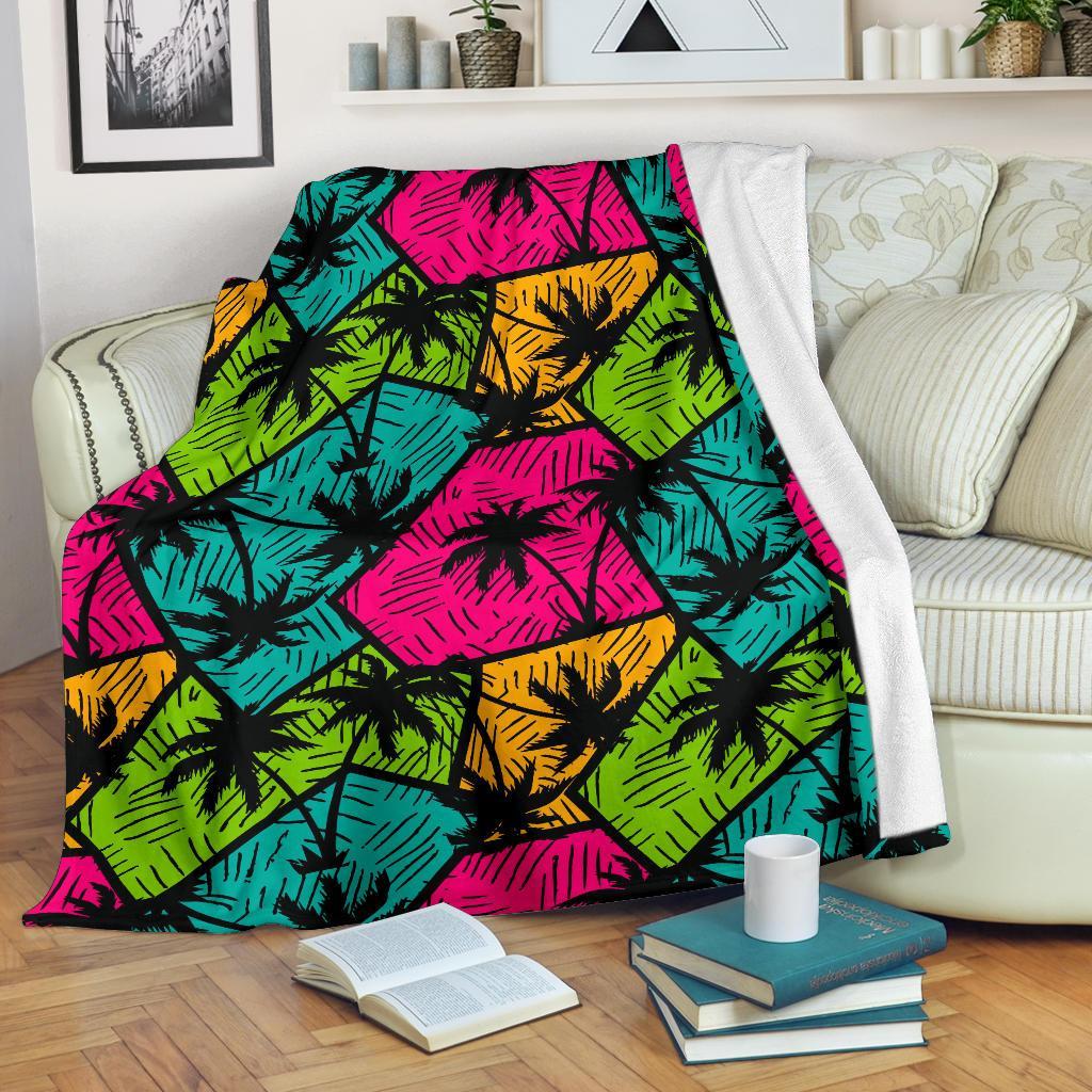 Palm Tree Beach Pattern Print Blanket-grizzshop