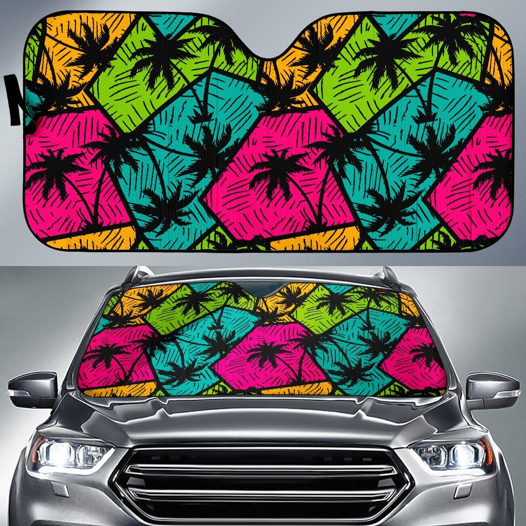 Palm Tree Beach Pattern Print Car Sun Shade-grizzshop