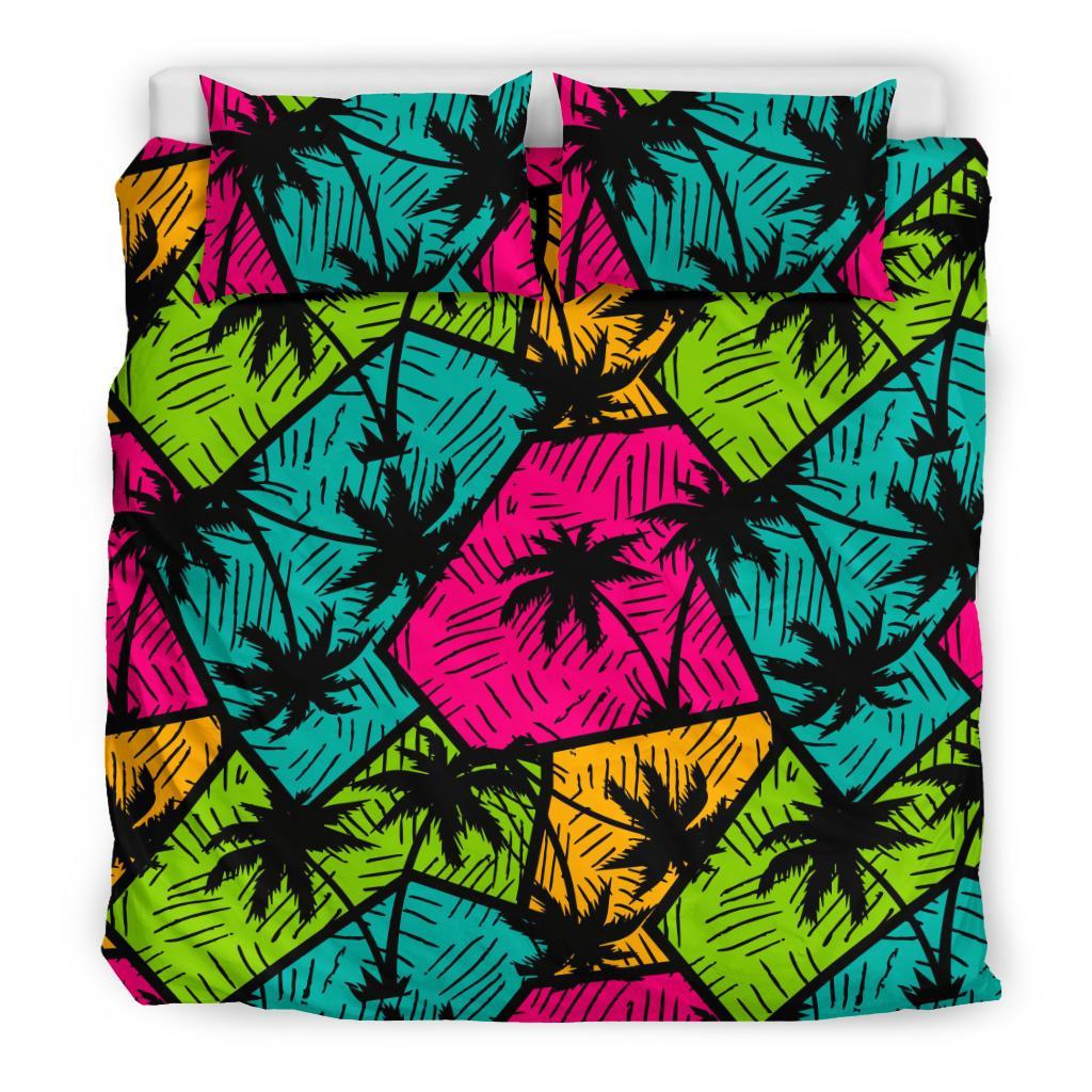 Palm Tree Beach Pattern Print Duvet Cover Bedding Set-grizzshop