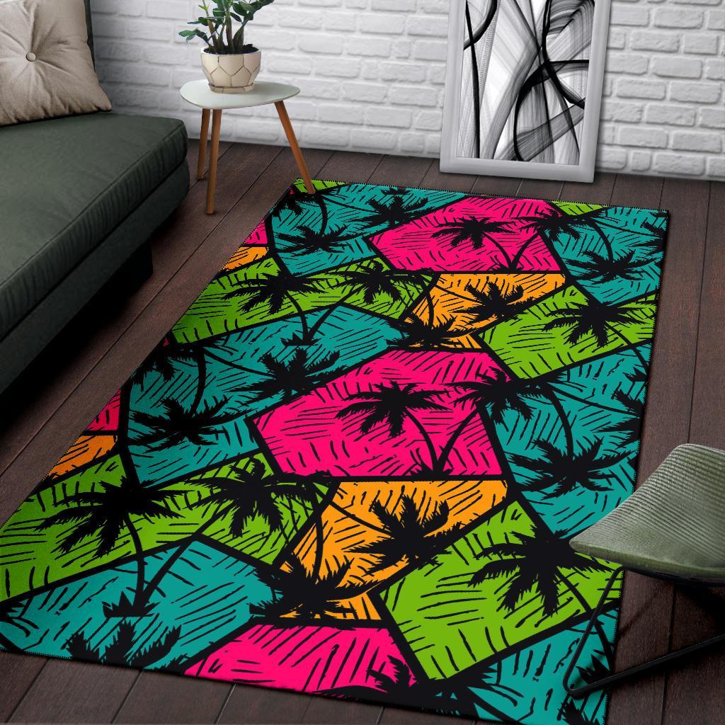 Palm Tree Beach Pattern Print Floor Mat-grizzshop