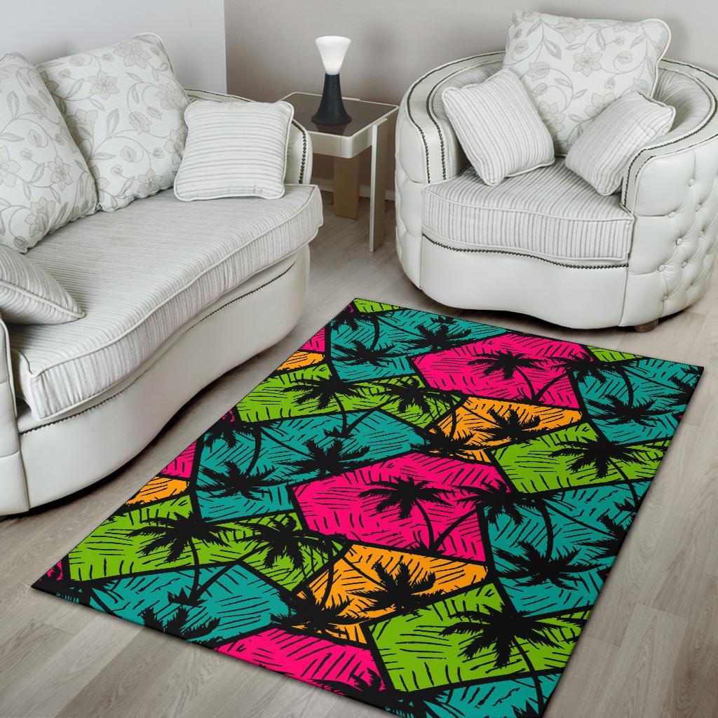 Palm Tree Beach Pattern Print Floor Mat-grizzshop