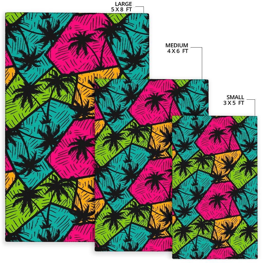 Palm Tree Beach Pattern Print Floor Mat-grizzshop