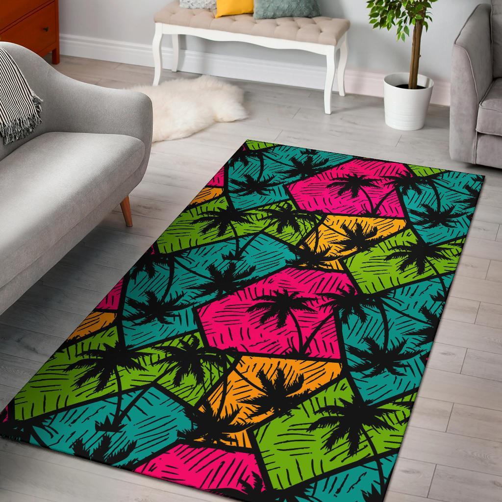 Palm Tree Beach Pattern Print Floor Mat-grizzshop