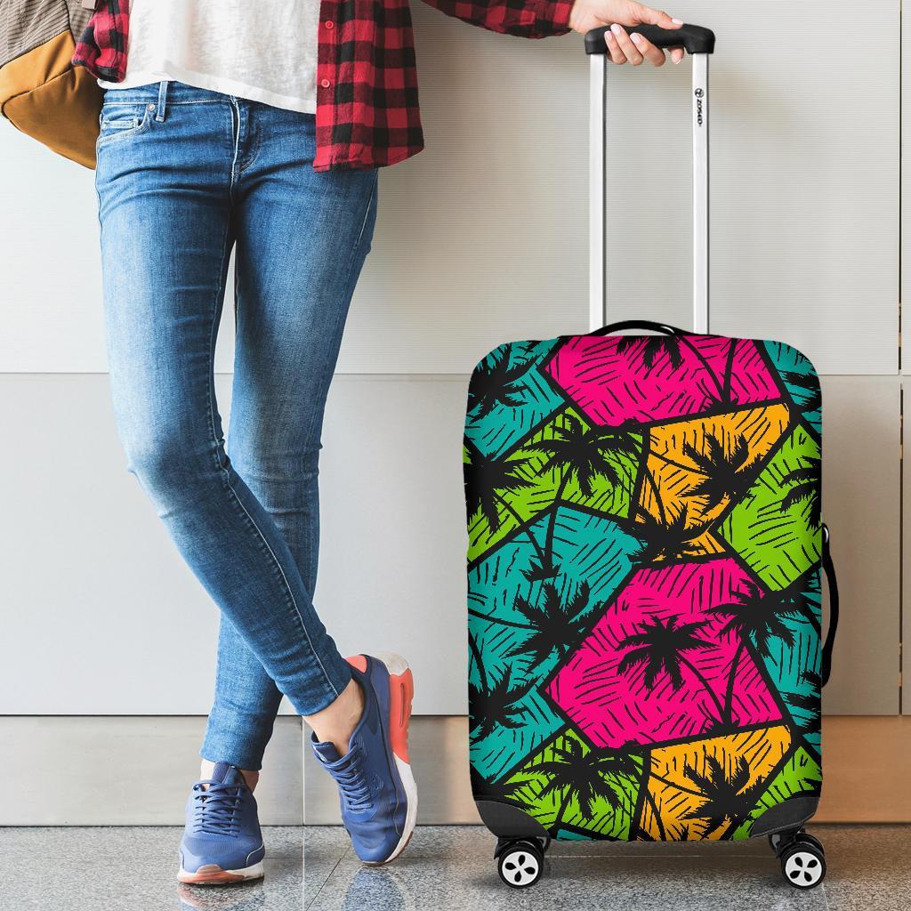 Palm Tree Beach Pattern Print Luggage Cover Protector-grizzshop