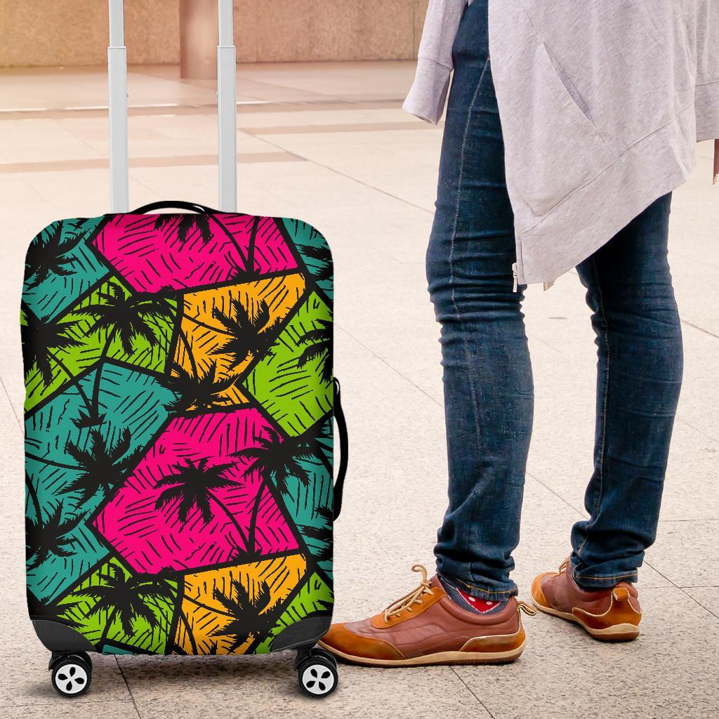 Palm Tree Beach Pattern Print Luggage Cover Protector-grizzshop