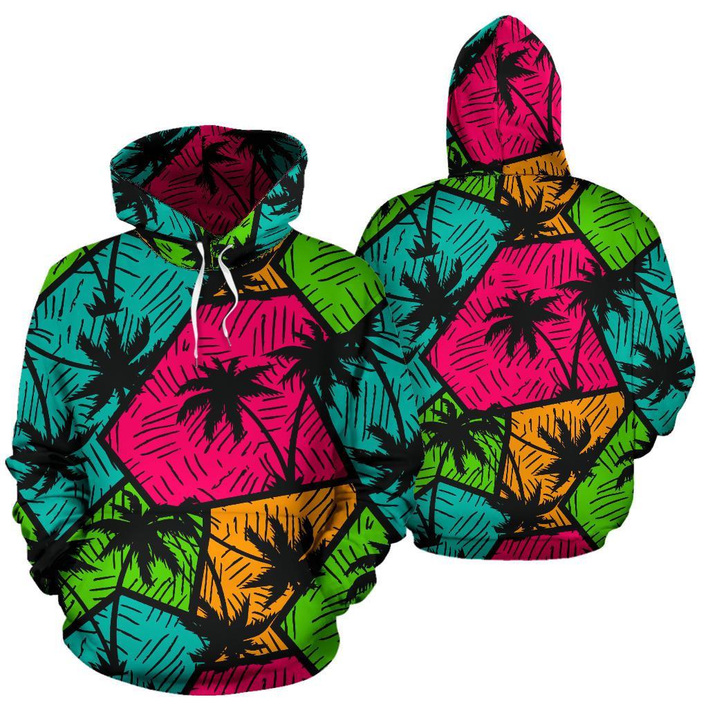 Palm Tree Beach Pattern Print Men Women Pullover Hoodie-grizzshop