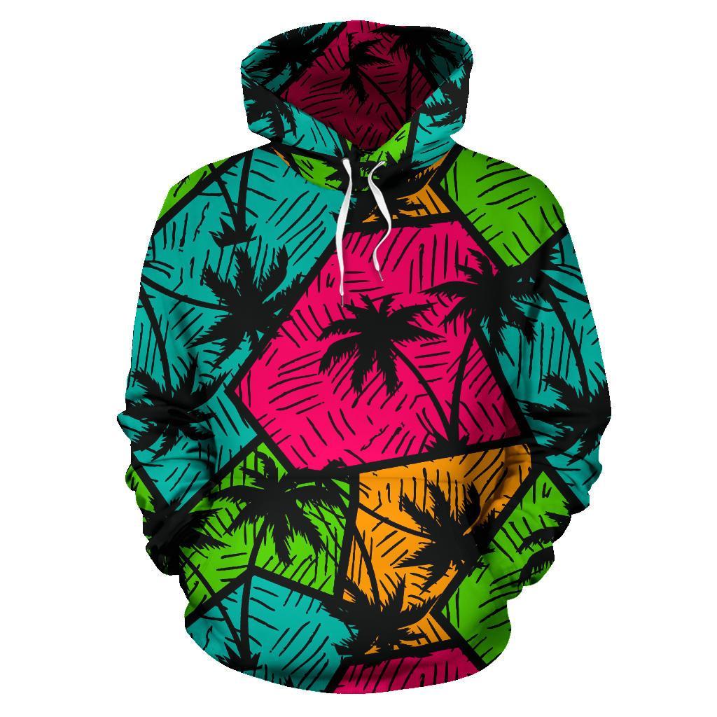 Palm Tree Beach Pattern Print Men Women Pullover Hoodie-grizzshop