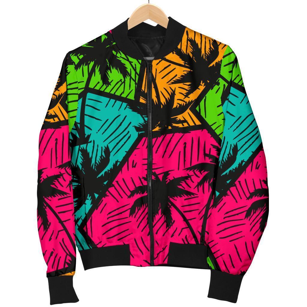 Palm Tree Beach Pattern Print Men's Bomber Jacket-grizzshop