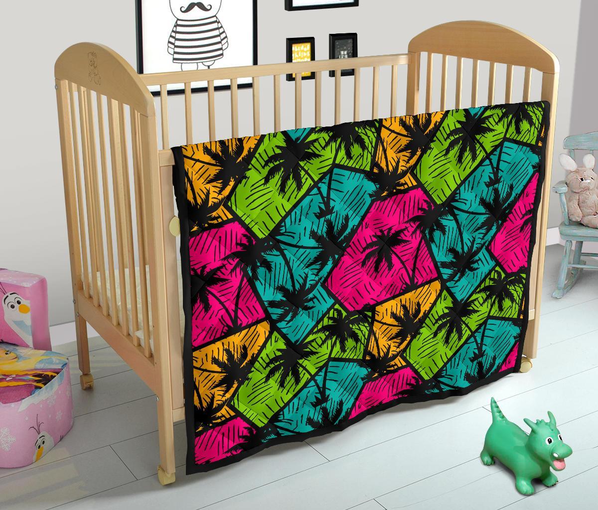 Palm Tree Beach Pattern Print Quilt-grizzshop