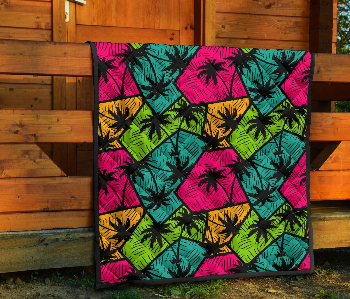 Palm Tree Beach Pattern Print Quilt-grizzshop