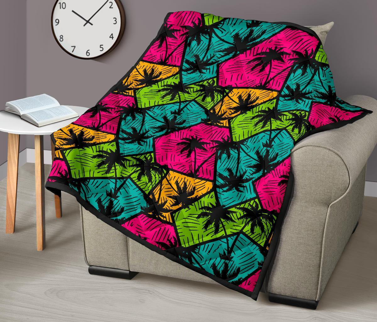 Palm Tree Beach Pattern Print Quilt-grizzshop