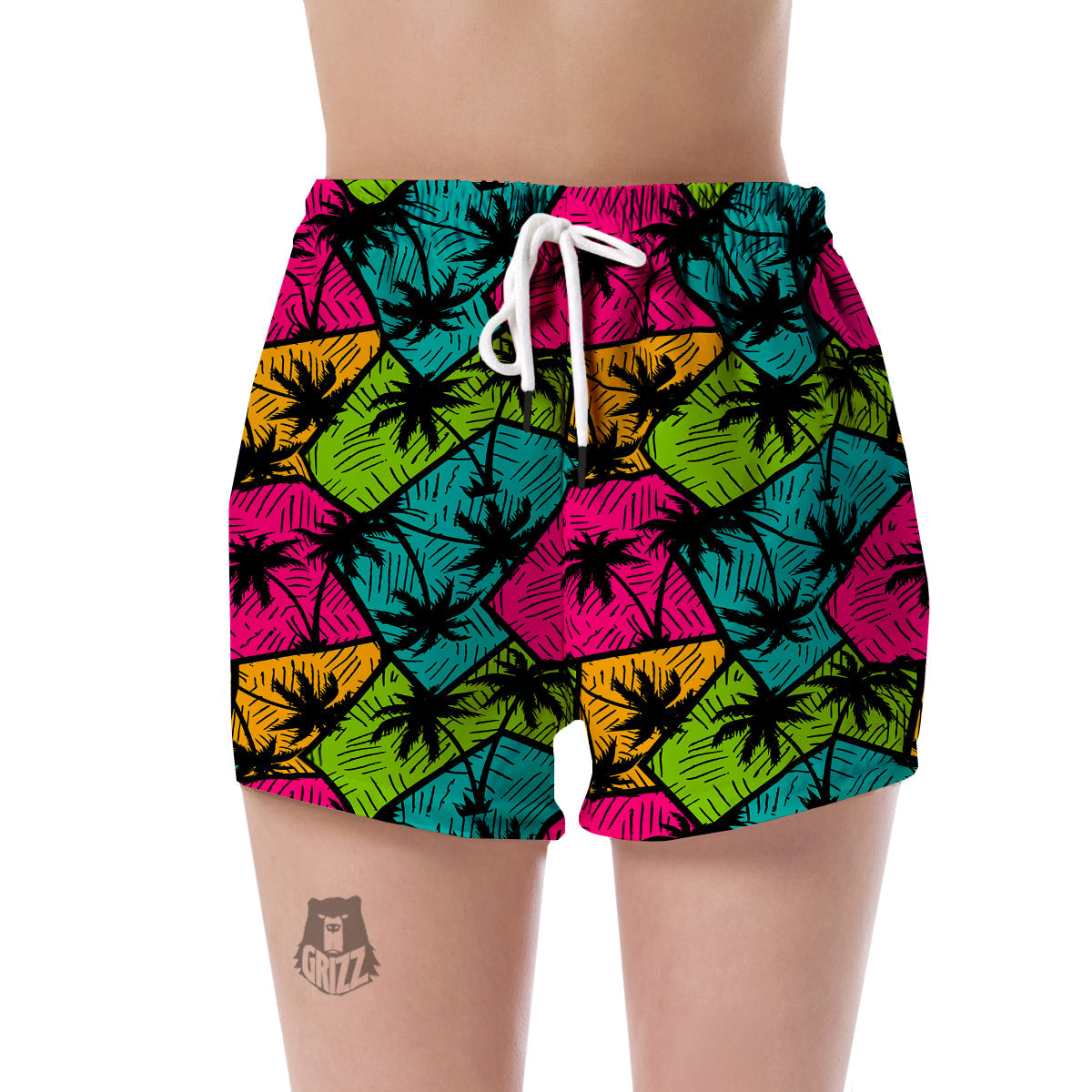 Palm Tree Beach Pattern Print Women's Shorts-grizzshop