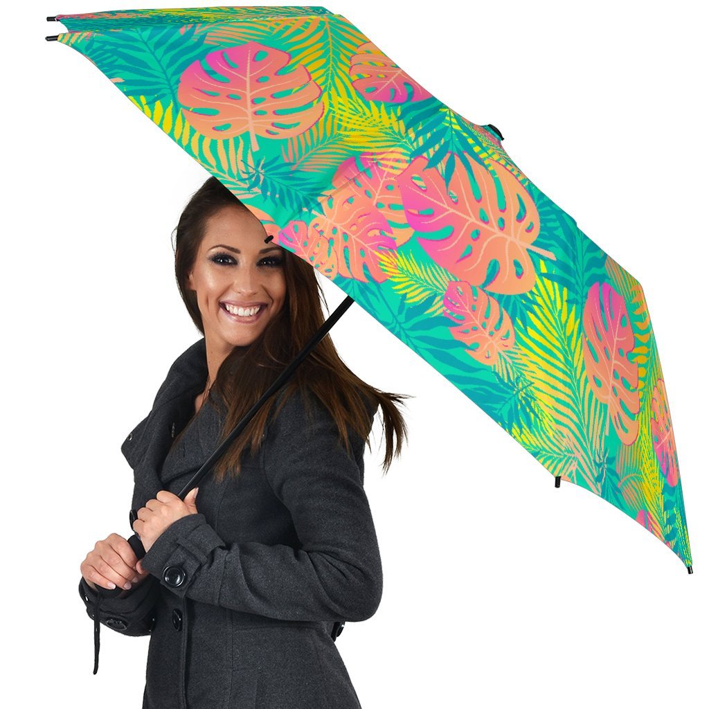 Palm Tree Beach Print Pattern Automatic Foldable Umbrella-grizzshop