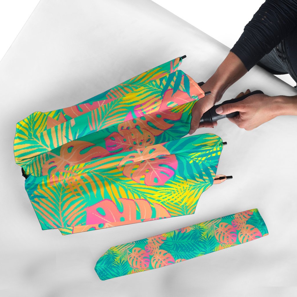 Palm Tree Beach Print Pattern Automatic Foldable Umbrella-grizzshop