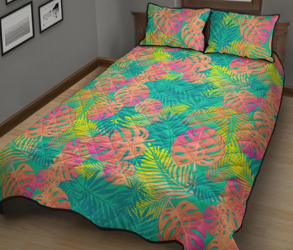 Palm Tree Beach Print Pattern Bed Set Quilt-grizzshop