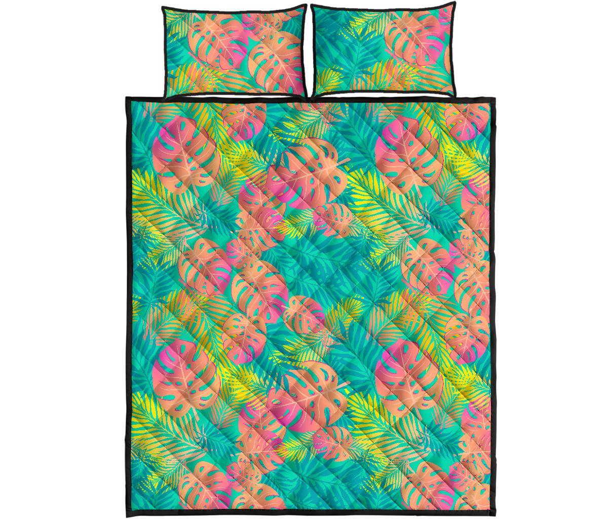 Palm Tree Beach Print Pattern Bed Set Quilt-grizzshop