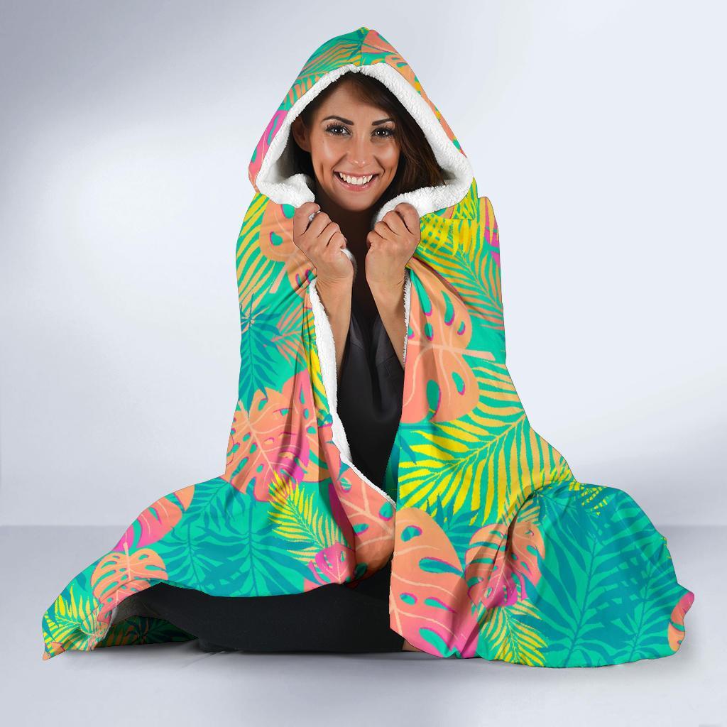 Palm Tree Beach Print Pattern Hooded Blanket-grizzshop