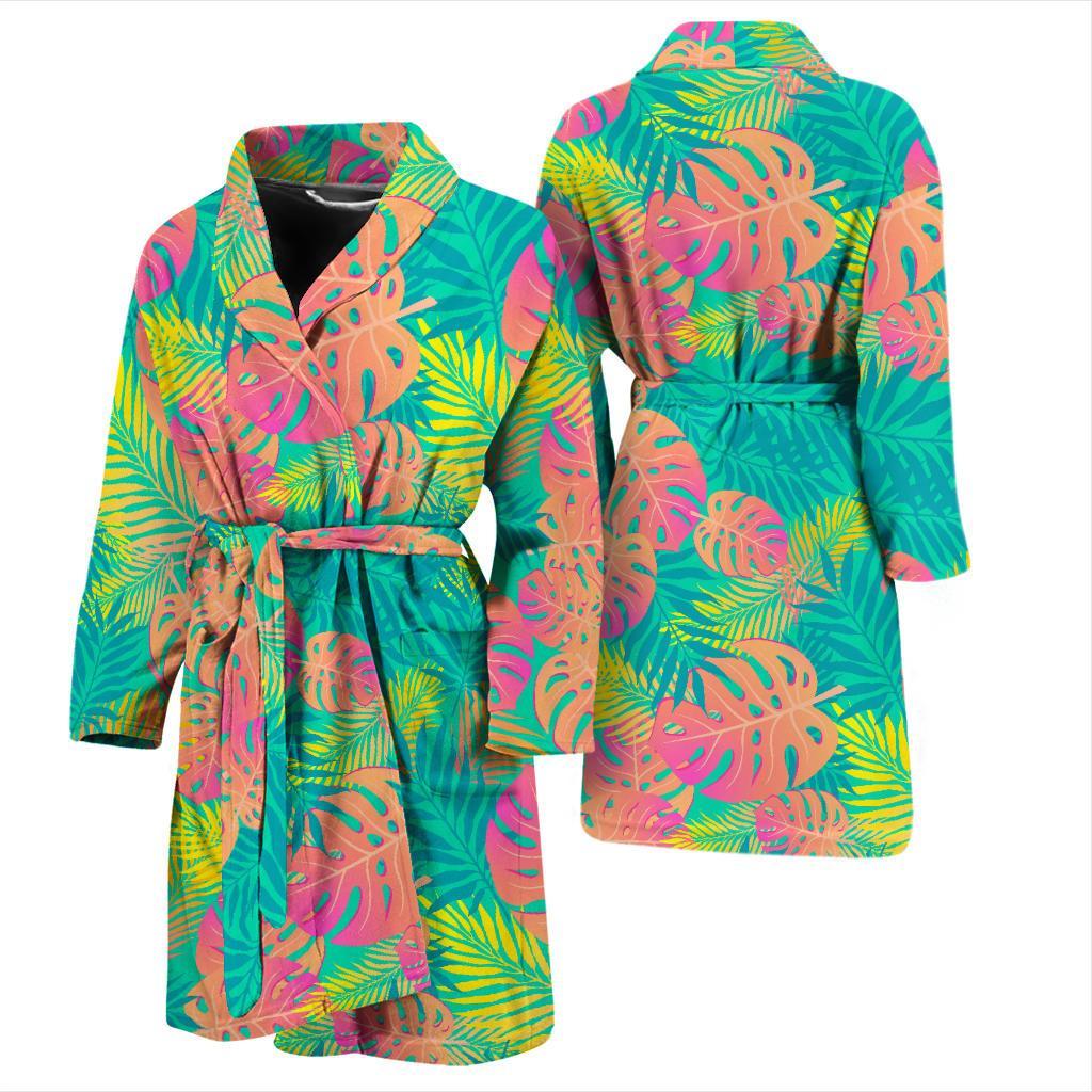 Palm Tree Beach Print Pattern Men Long Robe-grizzshop