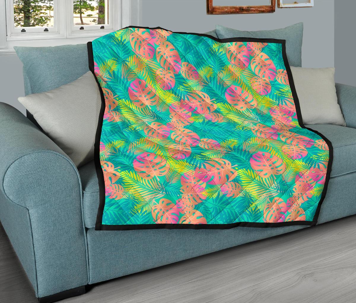 Palm Tree Beach Print Pattern Quilt-grizzshop