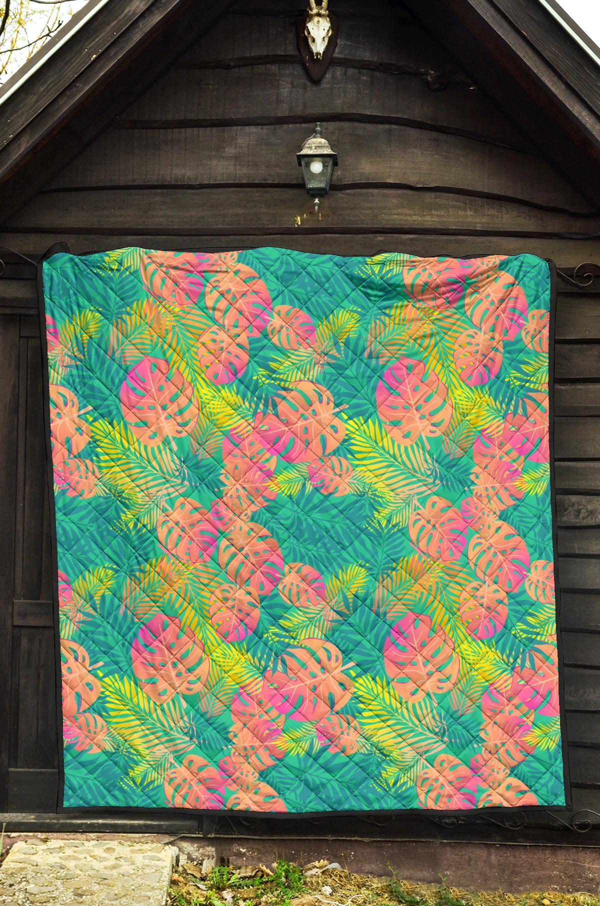 Palm Tree Beach Print Pattern Quilt-grizzshop