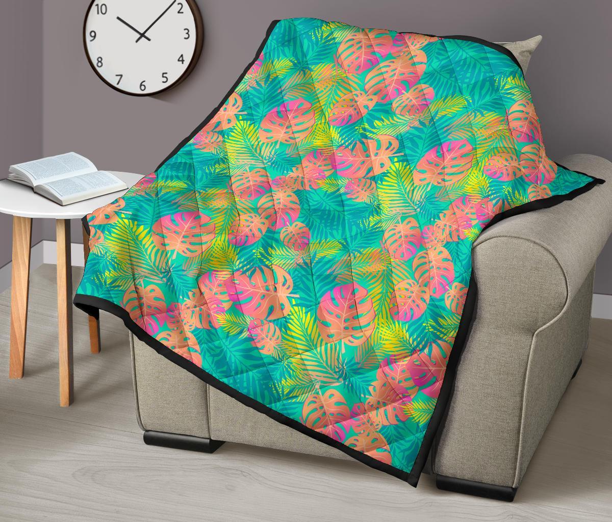 Palm Tree Beach Print Pattern Quilt-grizzshop