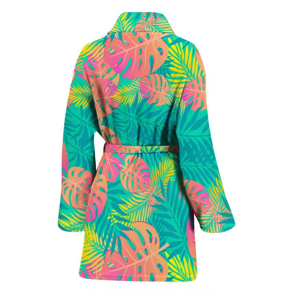 Palm Tree Beach Print Pattern Women Long Robe-grizzshop