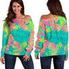 Load image into Gallery viewer, Palm Tree Beach Print Pattern Women Off Shoulder Sweatshirt-grizzshop