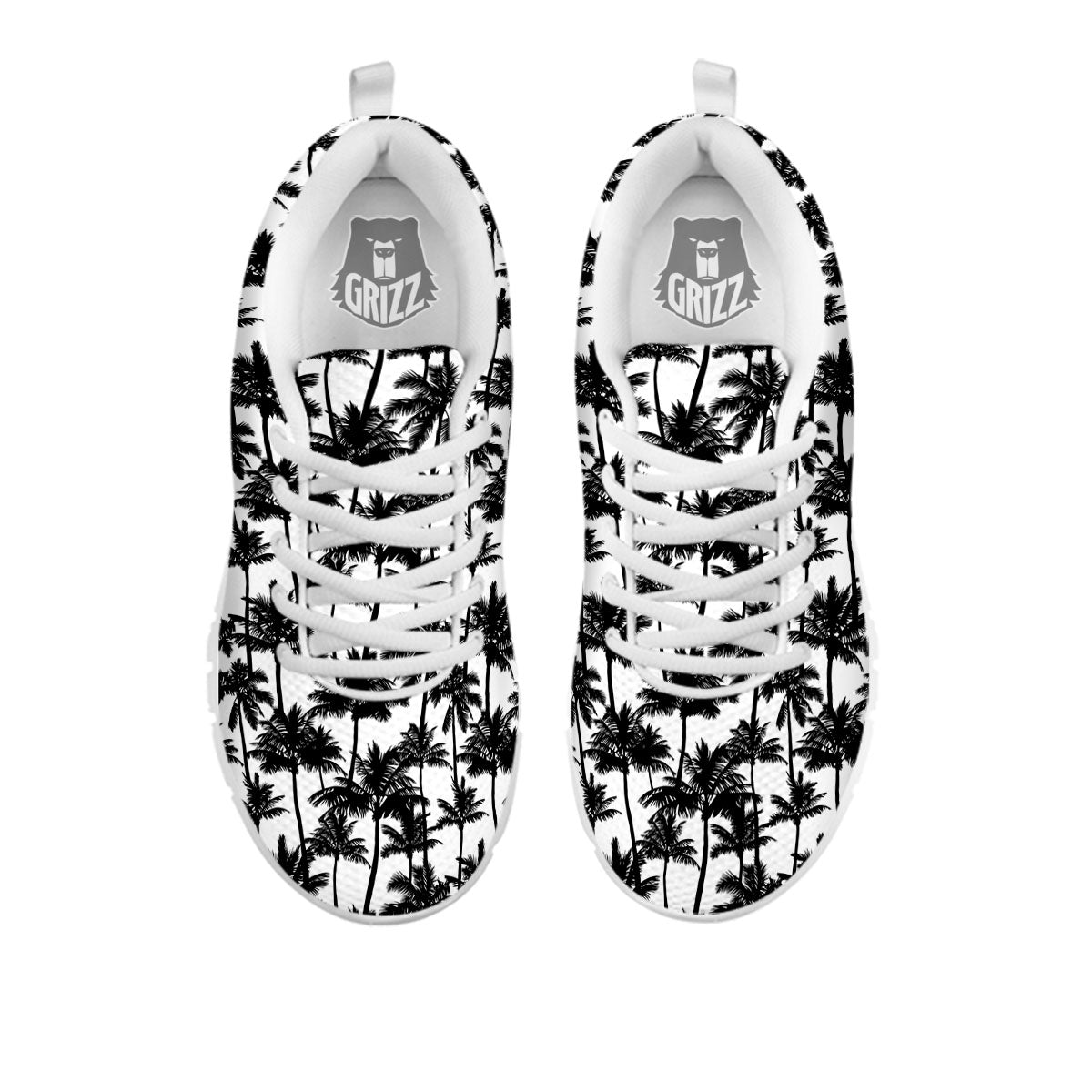 Palm Tree Black White Print Pattern White Sneaker-grizzshop