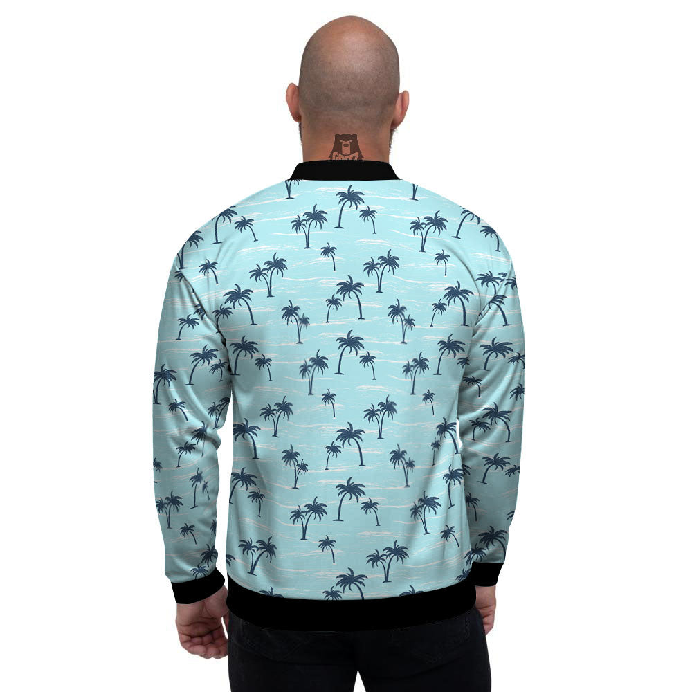Palm Tree Blue Print Pattern Men's Bomber Jacket-grizzshop