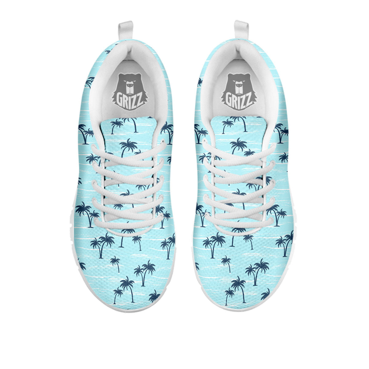 Palm Tree Blue Print Pattern White Sneaker-grizzshop