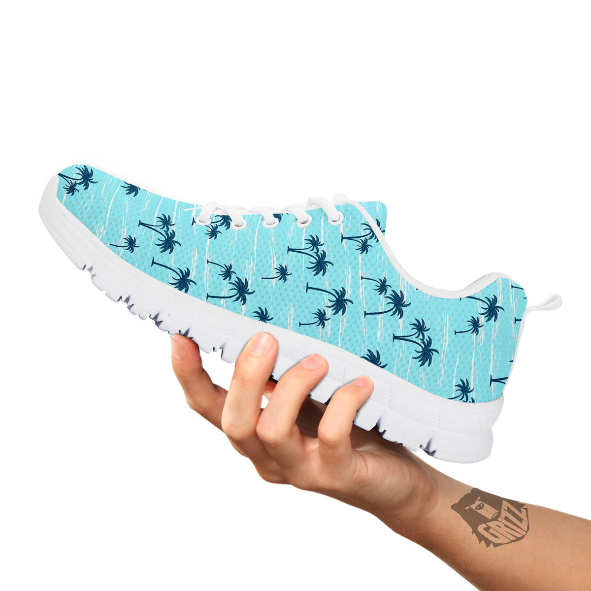 Palm Tree Blue Print Pattern White Sneaker-grizzshop