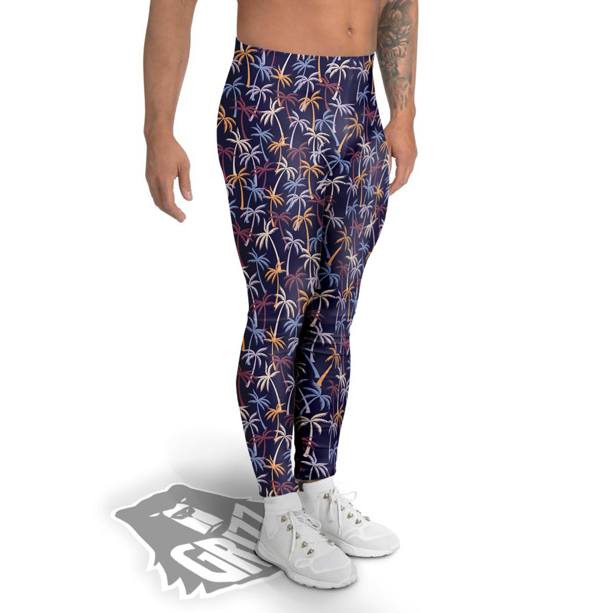 Palm Tree Colorful Print Pattern Men's Leggings-grizzshop