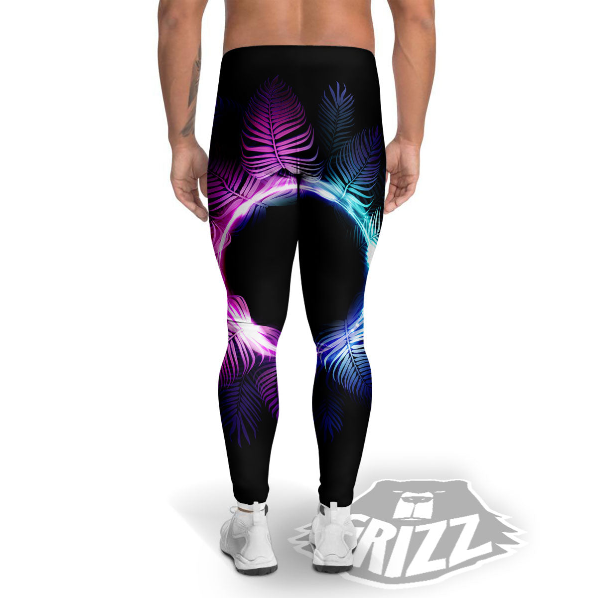 Palm Tree EDM Beach Print Men's Leggings-grizzshop
