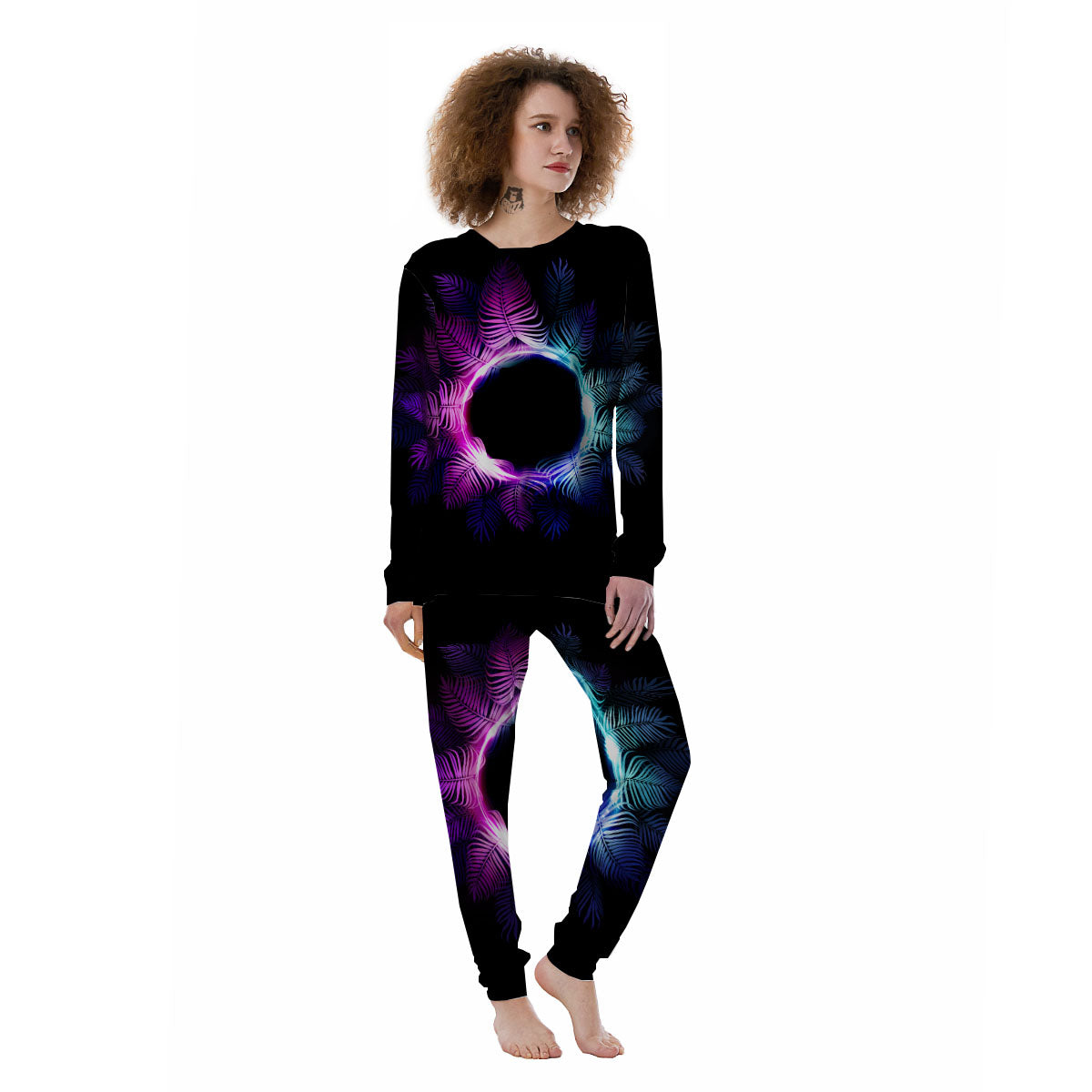 Palm Tree EDM Beach Print Women's Pajamas-grizzshop