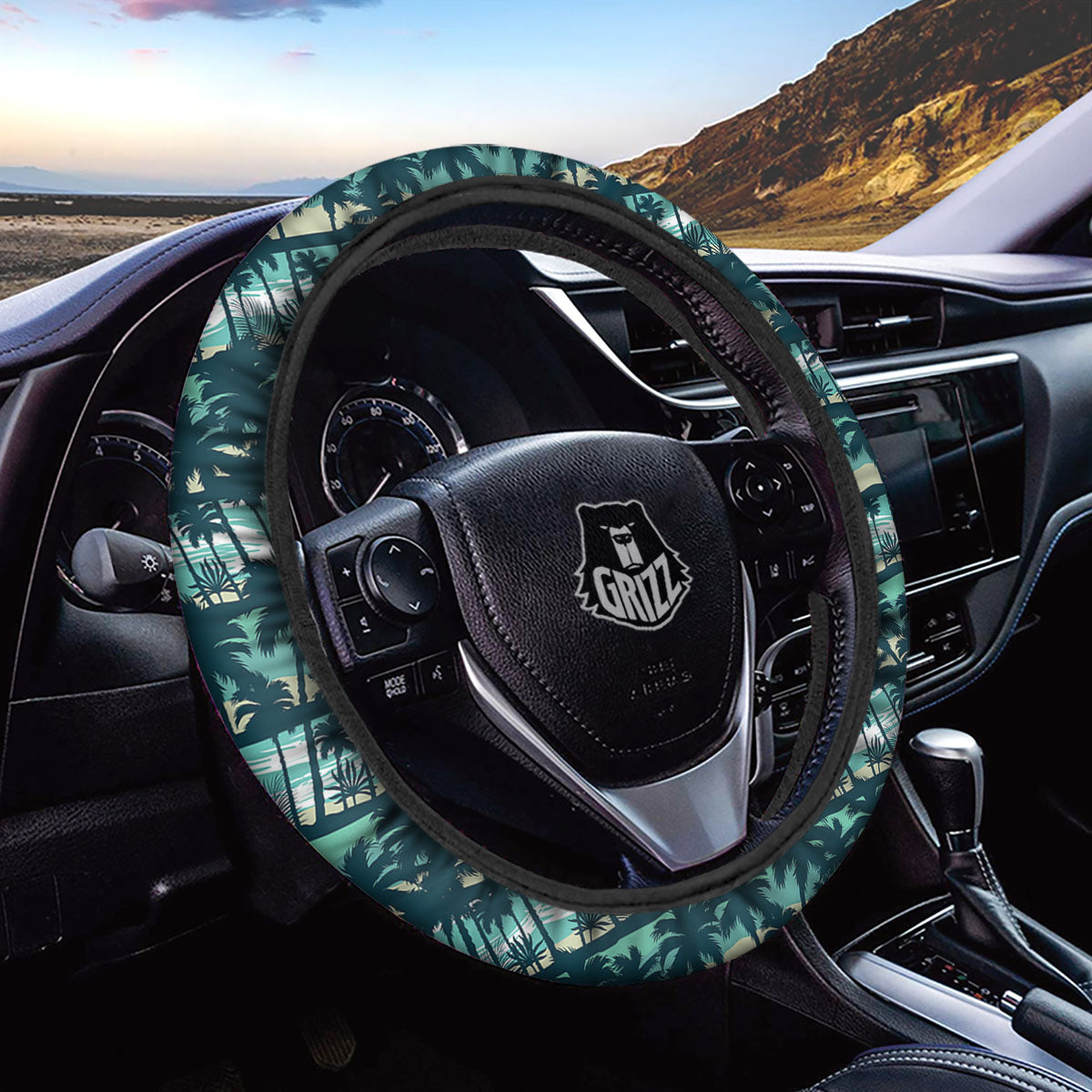 Palm Tree Print Pattern Car Steering Wheel Cover-grizzshop