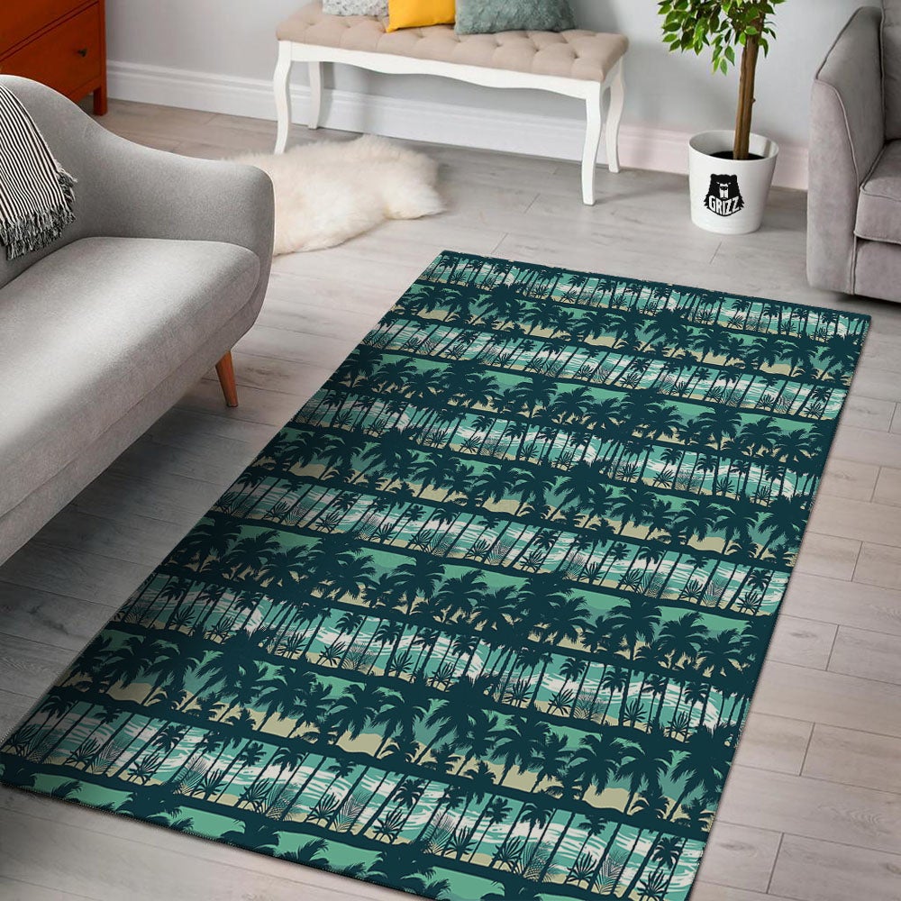 Palm Tree Print Pattern Floor Mat-grizzshop
