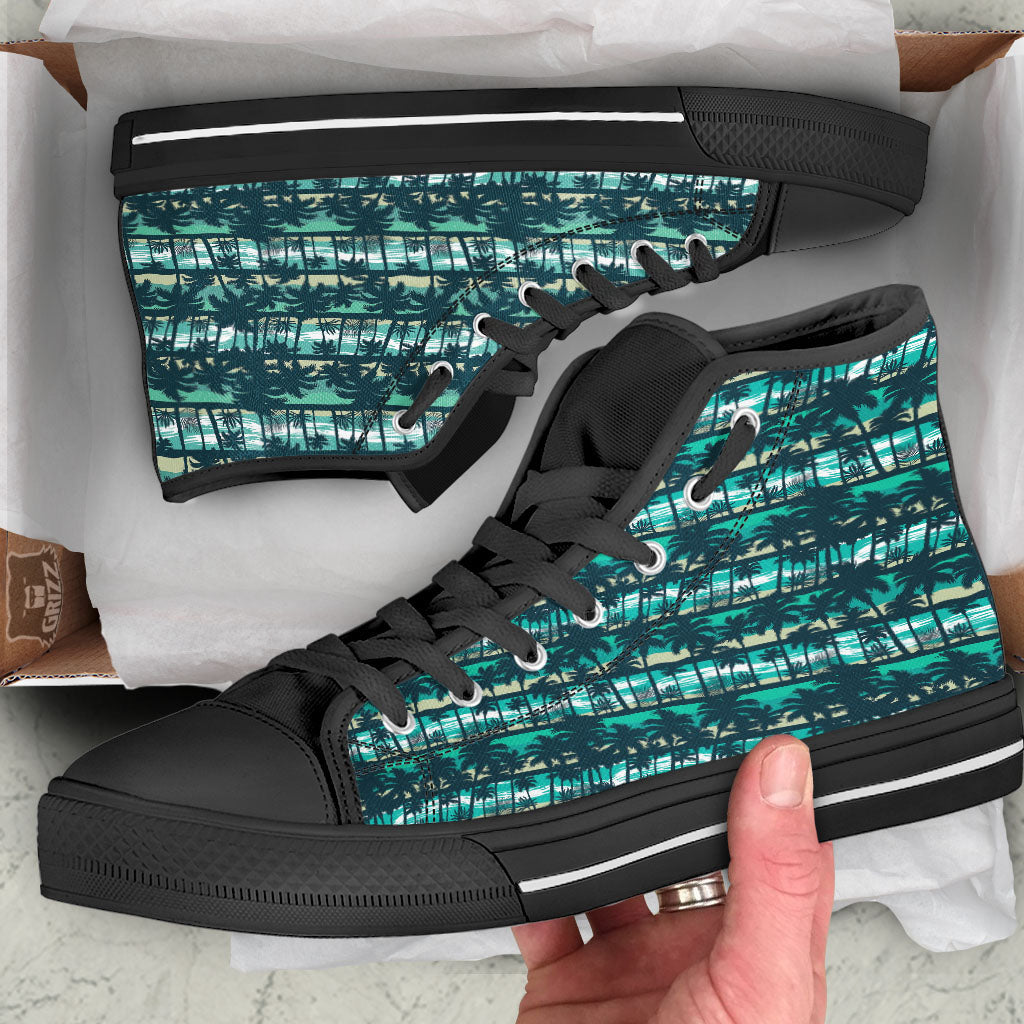 Palm Tree Print Pattern High Top Shoes-grizzshop