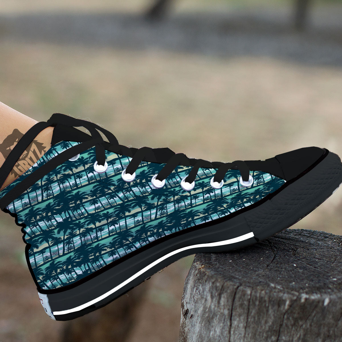 Palm Tree Print Pattern High Top Shoes-grizzshop