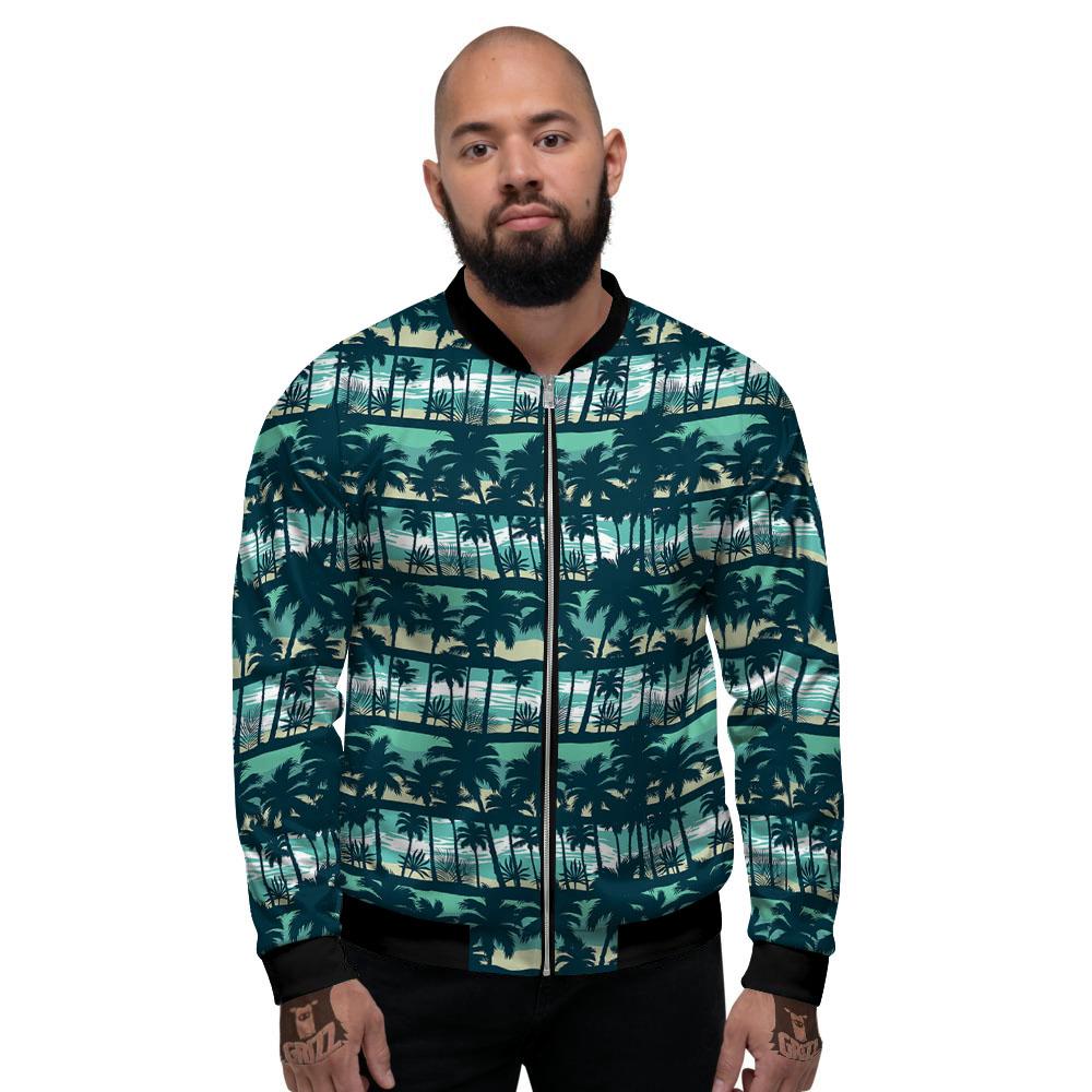 Palm Tree Print Pattern Men's Bomber Jacket-grizzshop