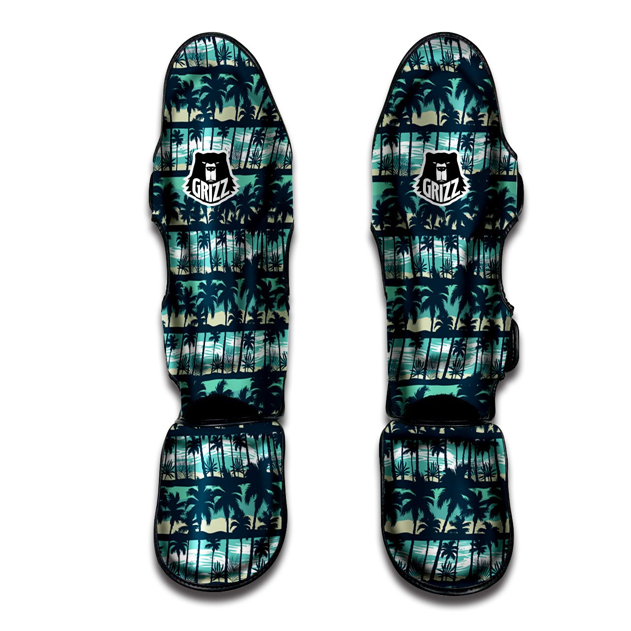 Palm Tree Print Pattern Muay Thai Shin Guards-grizzshop