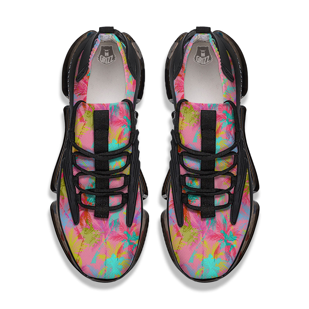 Palm Tree Rainbow Print Pattern Black Gym Shoes-grizzshop
