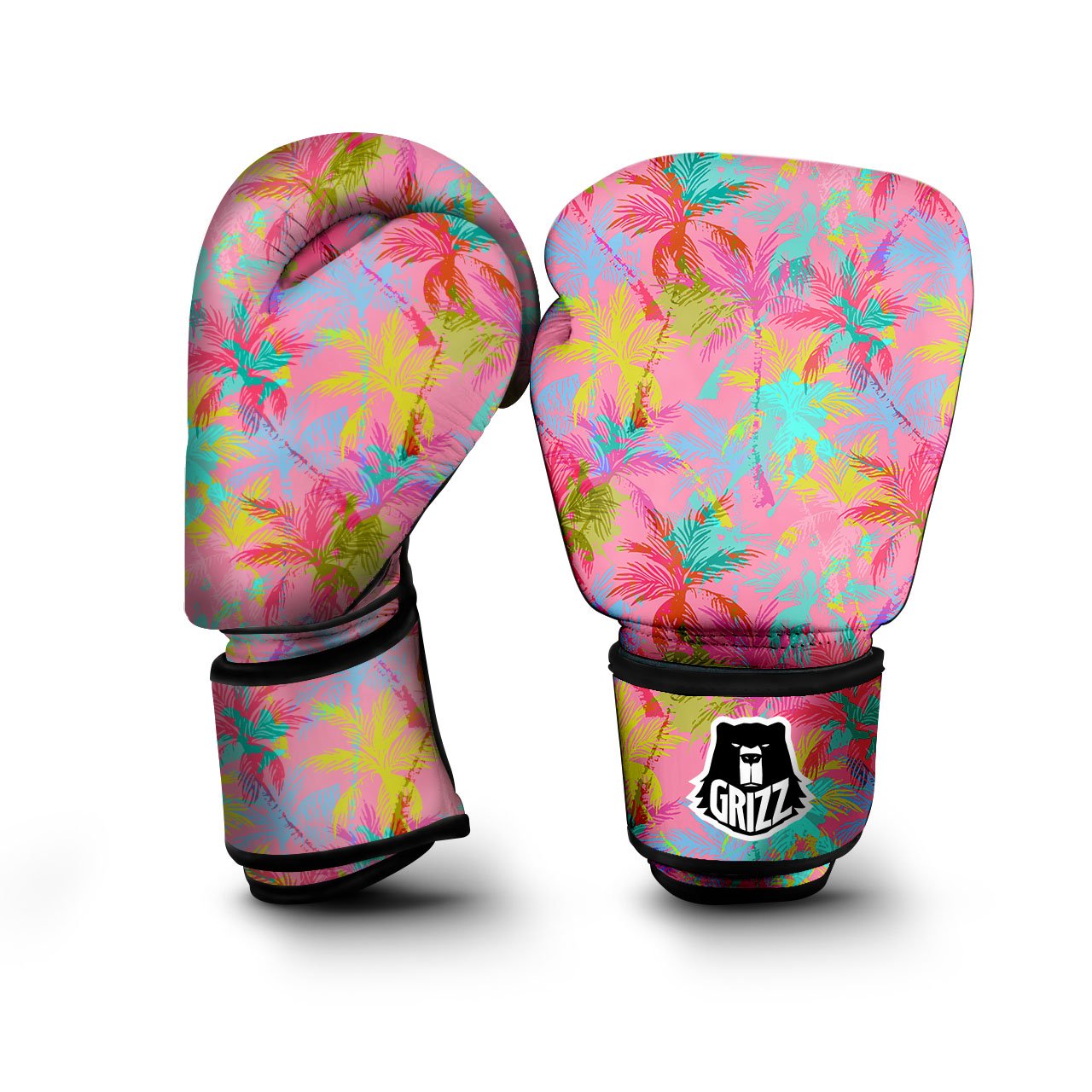 Palm Tree Rainbow Print Pattern Boxing Gloves-grizzshop